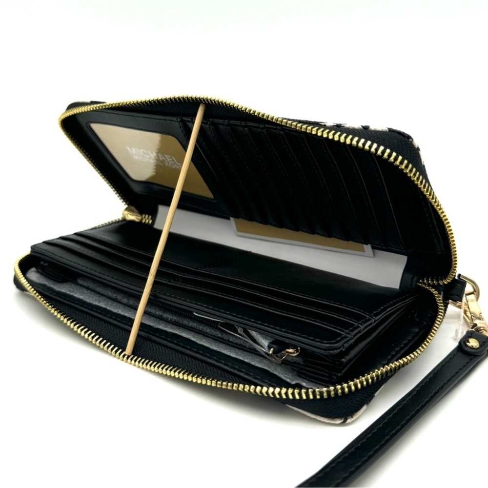 Michael Kors Large Travel Continental Wallet Wristlet Black Multi - Picture 8 of 9